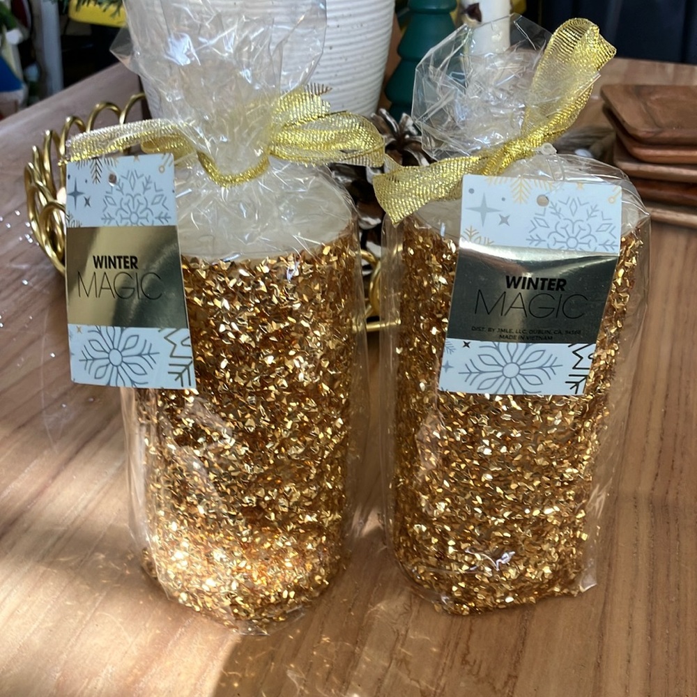 Winter new gold sprinkles 2 set candles
